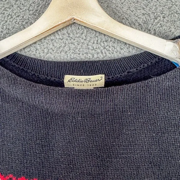 Eddie Bauer Sweater Mens XLT Tall Red Nordic Winter Colorful Festive Ski Outdoor - Picture 2 of 12